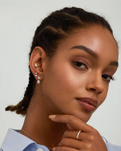 Load image into Gallery viewer, Drop Pear & Round Lab Grown Diamond Single Stud by Aurelie Gi — on model