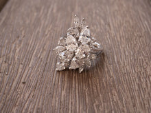 Load image into Gallery viewer, 18K White Gold Cascade Cluster Diamond Ring