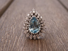 Load image into Gallery viewer, 14K White Gold Pear-Shaped Aquamarine and Diamond Ring