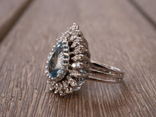 Load image into Gallery viewer, 14K White Gold Pear-Shaped Aquamarine and Diamond Ring