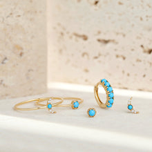 Load image into Gallery viewer, NORA | Turquoise & White Sapphire Crescent Moon Ring by Aurelie Gi — alternate angle