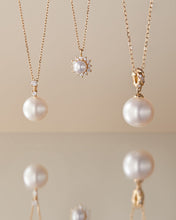 Load image into Gallery viewer, KALINDA | Pearl Necklace with Lab Grown Diamond Accent by Aurelie Gi — alternate angle