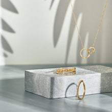 Load image into Gallery viewer, LACEY | White Sapphire Huggie Hoop by Aurelie Gi — on model