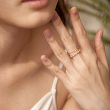 Load image into Gallery viewer, LUNA | Baguette and Round White Sapphire Band Ring by Aurelie Gi — on model