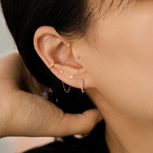 Load image into Gallery viewer, UNA | Single Diamond Mini Threadless Flatback Earring by Aurelie Gi — detail view