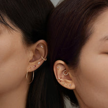 Load image into Gallery viewer, March Birthstone | Aquamarine and White Sapphire Stud Earring by Aurelie Gi — alternate angle