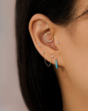 Load image into Gallery viewer, VENUS | Single Opal And Diamond Threadless Flatback Earring by Aurelie Gi — on model