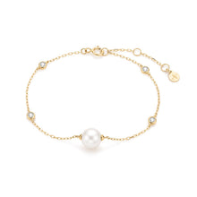 Load image into Gallery viewer, SOLANA | Pearl and Lab Grown Diamond Station Bracelet by Aurelie Gi — alternate angle