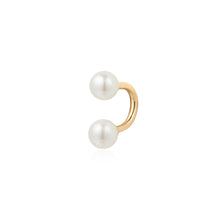 Load image into Gallery viewer, SADIE | Pearl Barbell Ring by Aurelie Gi — on model