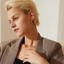 Load image into Gallery viewer, ELEANOR | Slender Paper Clip C-Hoop Earrings by Aurelie Gi — on model