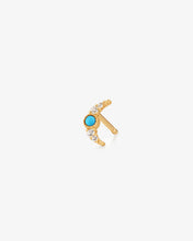 Load image into Gallery viewer, NORA | Turquoise & White Sapphire Crescent Moon Single Earring by Aurelie Gi