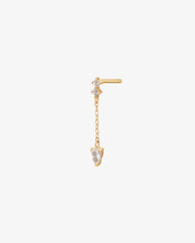 Load image into Gallery viewer, DEWDROP | Pear and Round White Sapphire Drop Stud Earring by Aurelie Gi