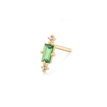 Load image into Gallery viewer, SERENA | Baguette Tsavorite and White Sapphire Single Stud Earring