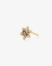 Load image into Gallery viewer, DARA | Grey Diamond and White Sapphire Starburst Stud Single Earring by Aurelie Gi