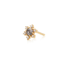Load image into Gallery viewer, DARA | Grey Diamond and White Sapphire Starburst Stud Single Earring