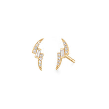 Load image into Gallery viewer, REBEL | White Sapphire Curved Stud Earrings