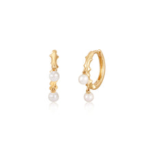 Load image into Gallery viewer, LORELEI | Huggie Hoops with Pearl Drops by Aurelie Gi — alternate angle