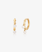 Load image into Gallery viewer, LORELEI | Huggie Hoops with Pearl Drops by Aurelie Gi