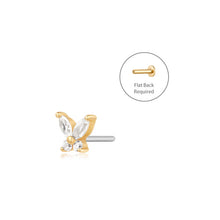 Load image into Gallery viewer, SKIPPER | White Sapphire Butterfly Threadless Flatback Earring