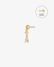Load image into Gallery viewer, PIPER | White Sapphire Drop Threadless Flatback Earring by Aurelie Gi
