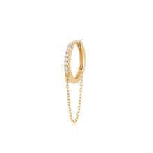 Load image into Gallery viewer, BERLIN | Draped Chain Lab Grown Diamond Huggie Hoop by Aurelie Gi — alternate angle