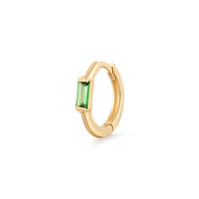 Load image into Gallery viewer, WILLOW | Single Tsavorite Baguette Huggie Hoop by Aurelie Gi — alternate angle