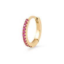 Load image into Gallery viewer, ELLAYNA | Lab Ruby Huggie by Aurelie Gi — detail view