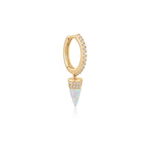 Load image into Gallery viewer, JANIS | Opal and Lab Grown Diamond Drop Huggie by Aurelie Gi — alternate angle