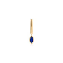 Load image into Gallery viewer, CIEL | Dangle Marquise Lab Grown Sapphire Huggie by Aurelie Gi — on model