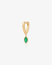 Load image into Gallery viewer, MARIGOLD | Dangle Marquise Lab Grown Emerald Huggie by Aurelie Gi
