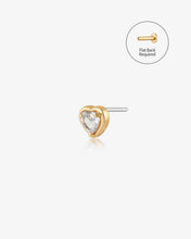 Load image into Gallery viewer, ARABELLA | White Sapphire Heart Threadless Flatback Earring by Aurelie Gi