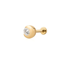 Load image into Gallery viewer, ZINNIA | Bezel Half Moon Lab Grown Diamond Threaded with Flatback by Aurelie Gi — alternate angle