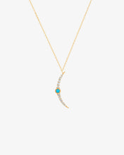 Load image into Gallery viewer, NORA | Turquoise & White Sapphire Crescent Moon Necklace by Aurelie Gi