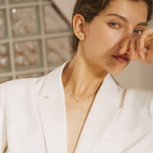 Load image into Gallery viewer, AMIRA | Turquoise & White Sapphire Waterfall Single Earring by Aurelie Gi — on model