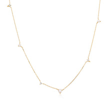 Load image into Gallery viewer, SABRINA | Pearl and White Sapphire Asymmetrical Station Necklace