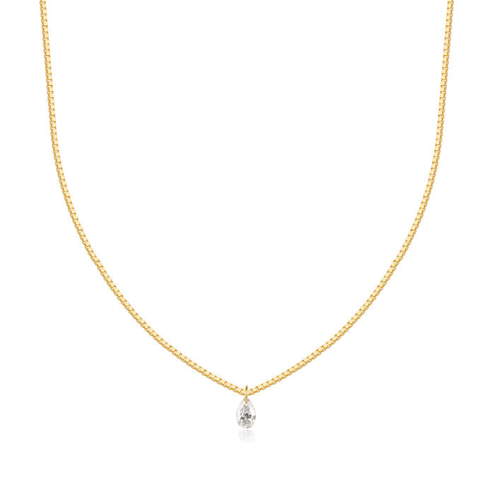 CHASSE | Pear Shape Floating Diamond Necklace