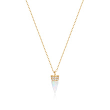Load image into Gallery viewer, LORETTA | Opal and Lab Grown Diamond Drop Necklace by Aurelie Gi — on model