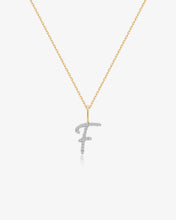Load image into Gallery viewer, Cursive Letter Pavé Diamond Necklace by Aurelie Gi — alternate angle