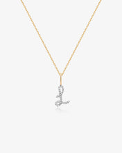Load image into Gallery viewer, Cursive Letter Pavé Diamond Necklace by Aurelie Gi — alternate angle