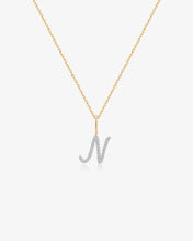 Load image into Gallery viewer, Cursive Letter Pavé Diamond Necklace by Aurelie Gi — alternate angle