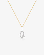 Load image into Gallery viewer, Cursive Letter Pavé Diamond Necklace by Aurelie Gi — alternate angle