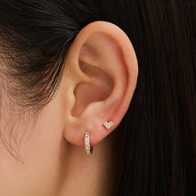 Load image into Gallery viewer, GENEVA | Triple White Sapphire Threadless Flatback Earring by Aurelie Gi — detail view