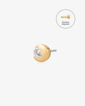 Load image into Gallery viewer, ZINNIA | Bezel Half Moon Lab Grown Diamond Threadless Flatback Earring by Aurelie Gi
