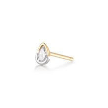 Load image into Gallery viewer, SANILIA | Two-Tone Bezel Pear Lab Grown Diamond Stud Earring by Aurelie Gi — alternate angle