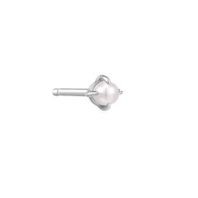 Load image into Gallery viewer, EVANGELINE | Single White Pearl Stud Earring by Aurelie Gi — alternate angle