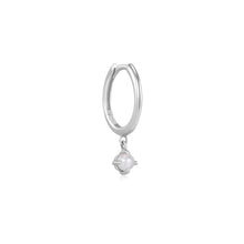 Load image into Gallery viewer, HELENA | Single White Pearl Dangle Huggie Hoop by Aurelie Gi — alternate angle