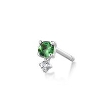 Load image into Gallery viewer, May Birthstone | Green Tsavorite and White Sapphire Stud Earring by Aurelie Gi — alternate angle