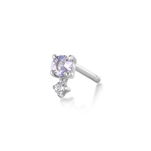 Load image into Gallery viewer, December Birthstone | Tanzanite and White Sapphire Stud Earring by Aurelie Gi — alternate angle