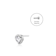 Load image into Gallery viewer, ARABELLA | White Sapphire Heart Threadless Flatback Earring by Aurelie Gi — on model