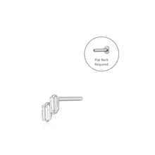 Load image into Gallery viewer, DEVON | Baguette Duo White Sapphire Threadless Flatback Earring by Aurelie Gi — detail view